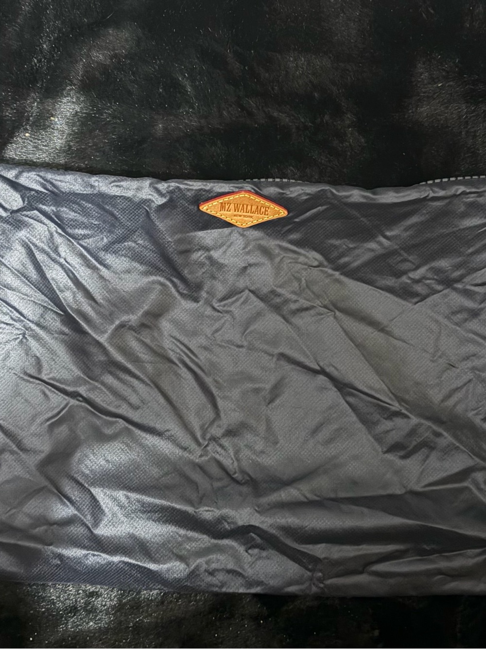 MZ WALLACE  large Black Nylon Zip Pouch with Leather Trim - Picture 3 of 6